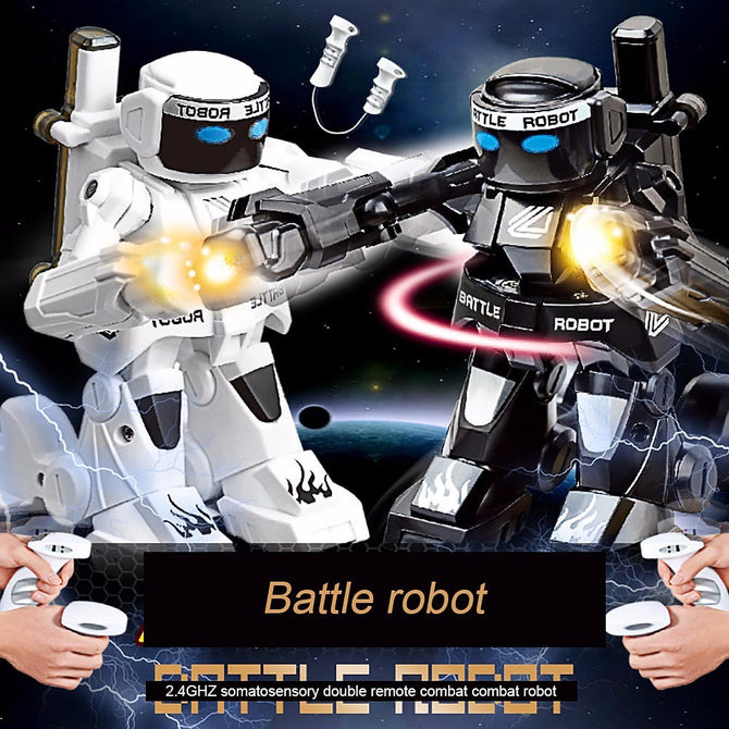 2.4G Somatosensory Remote Control Battle Robot Toy Two Competition Fighting Children\'s Robot Model Educational Toys Black