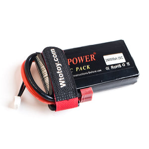 7.4V 25C 2400mAh T Plug High Lipo Battery for RC Boat / Helicopter / Quadcopter - Black