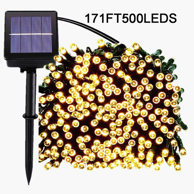 Solar Powered Christmas LED String Lights with 171ft 500 LEDs - Warm White