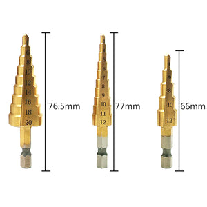 3Pcs Metric High Speed Steel Hex Handle Drill