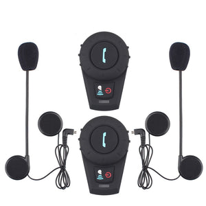 2Pcs Motorcycle Helmet Bluetooth Intercoms, Wireless Headset BT Interphone Intercomunicador - US Plug