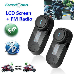 2Pcs Updated TCOM-SC BT Bluetooth Motorcycle Helmet Intercom Interphone Headset - EU Plug