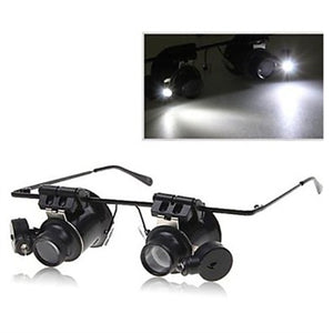 OJADE 20X Glasses Type Single Eye Binocular Magnifier Watch Repair Tool Magnifier with Two Adjustable LED Lights