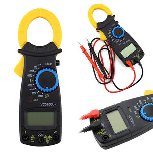 LCD Digital Clamp Multimeter, AC DC Volt Voltage Amp Ohm Electronic Tester Meter Black