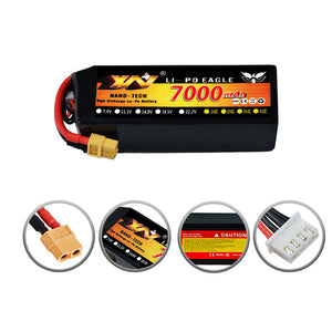 XW Power 11.1V 7000mAh 25C 3S XT60 Plug for Hubsan X4 PRO H109S RC Drone