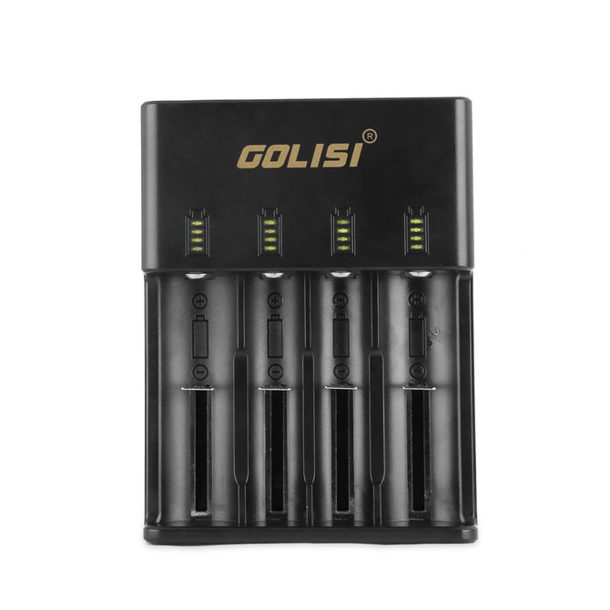 GOLISI O4 Smart Fast Charging Four Slot Charger for Lithium Battery, AC 110-240V 50/60HZ DC 12V/1A