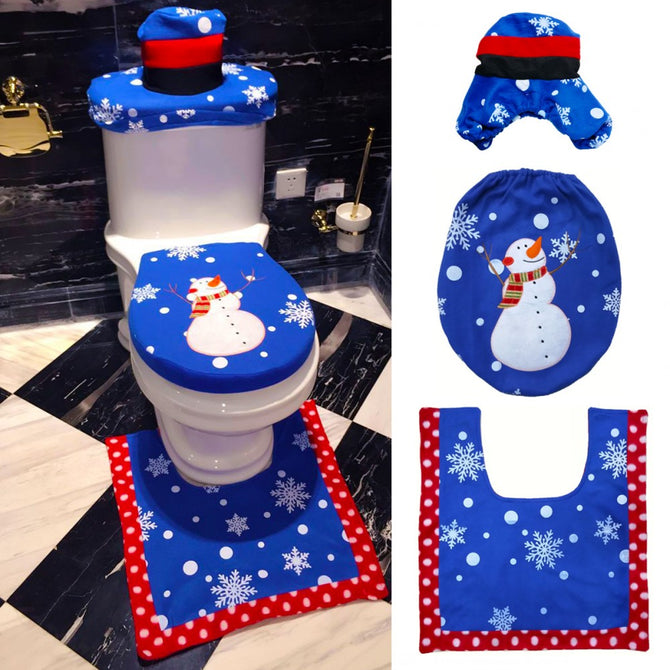 JEDX Creative Christmas Decorative 3-Piece Toilet Seat Cover Set