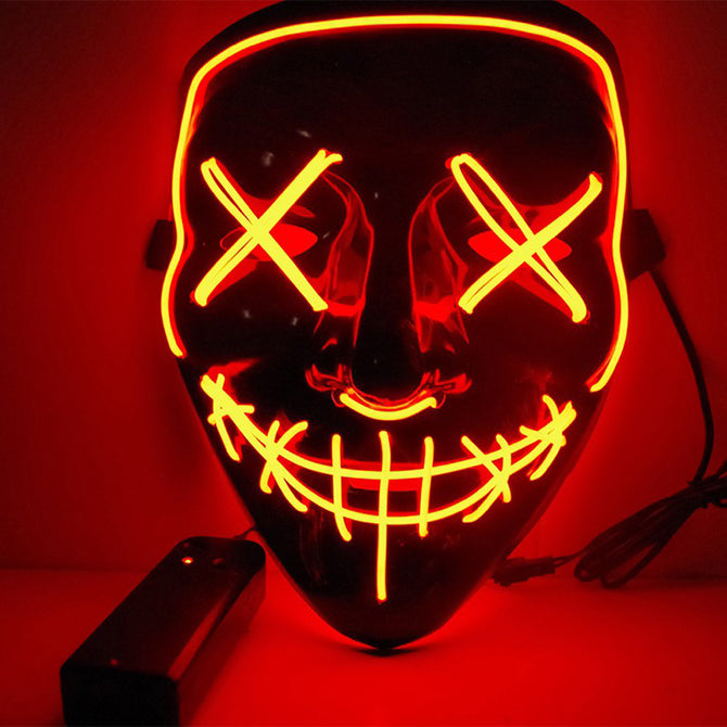 Halloween Double-line Stitching Horror Mask Ball Party Bright LED Glow Mask (MR/2*AA)