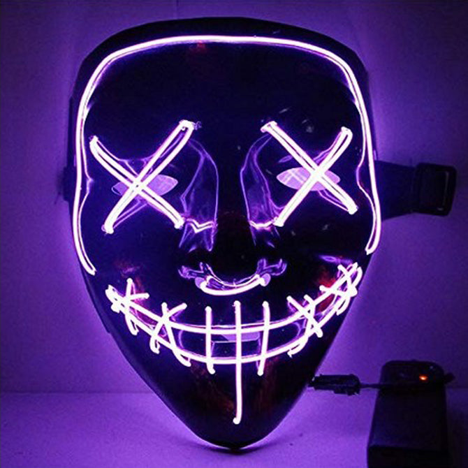 Halloween Double-line Stitching Horror Mask Ball Party Bright LED Glow Mask (Z/2*AA)