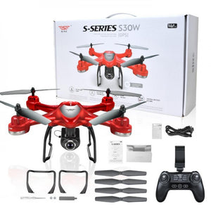 S30W Double GPS Dynamic Follow WIFI FPV With 720P Wide Angle Camera RC Drone Quadcopter Racing VS MJX Bugs6 Red